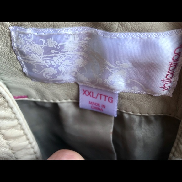 Faux beige/stone coloured leather jacket - Picture 2 of 5